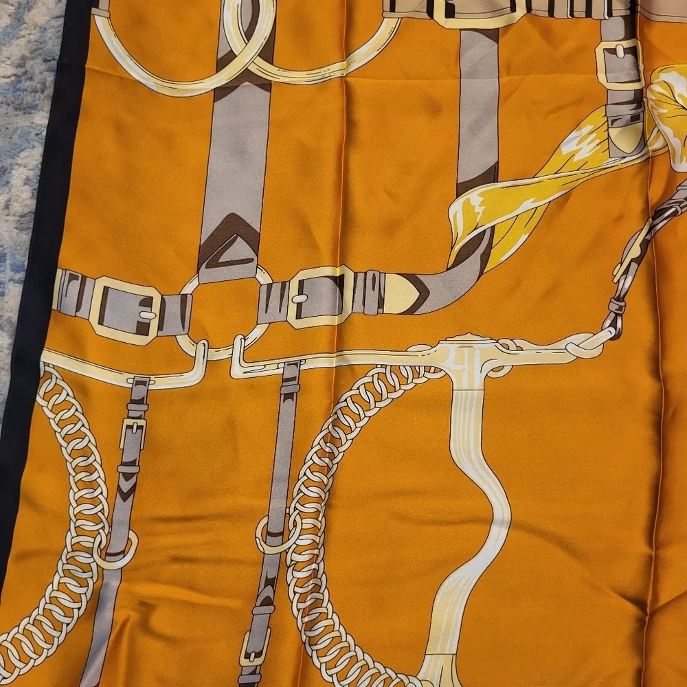 Equestrian Themed Silk Square Scarf - Picture 5 of 7